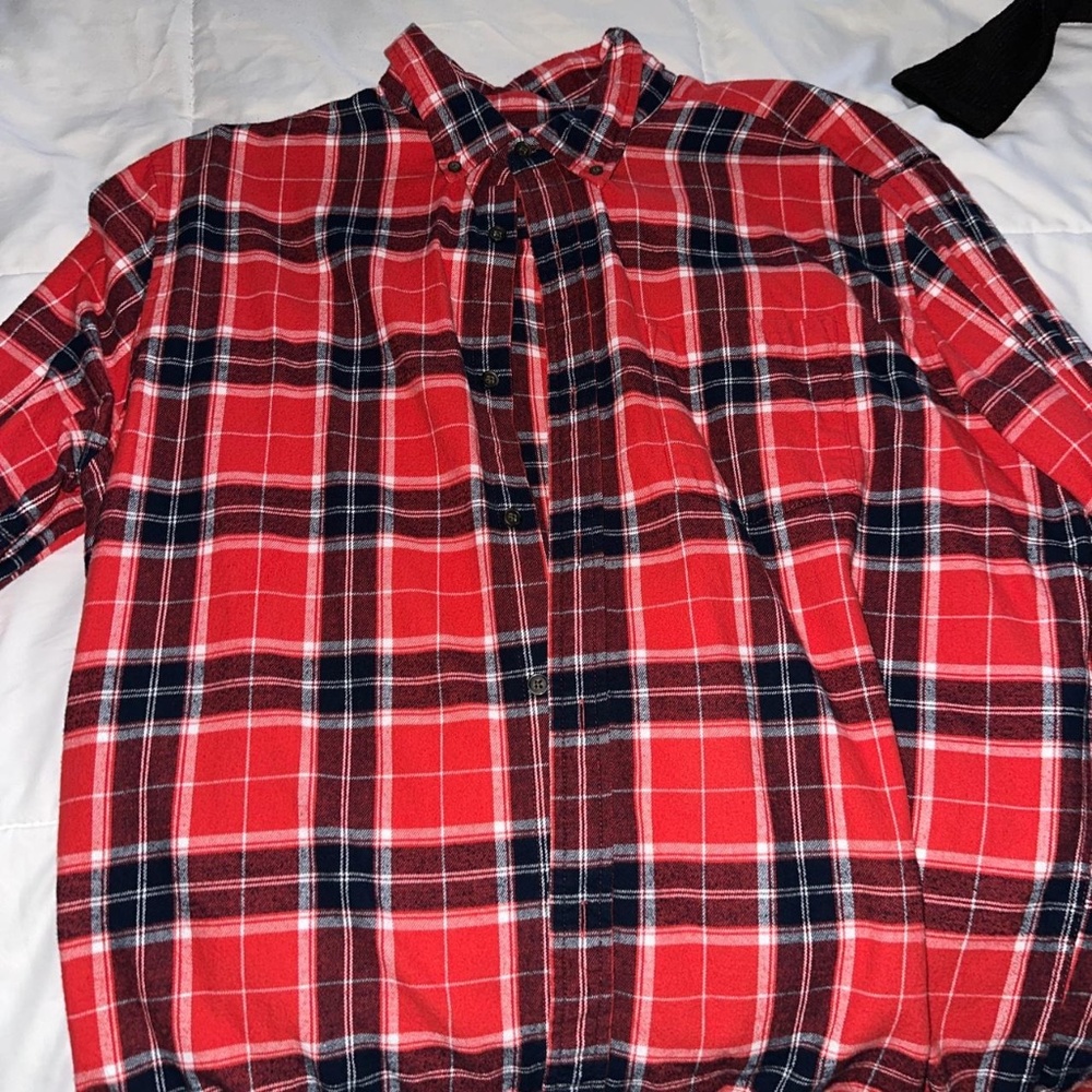 XL Red and Navy Flannel Button Up